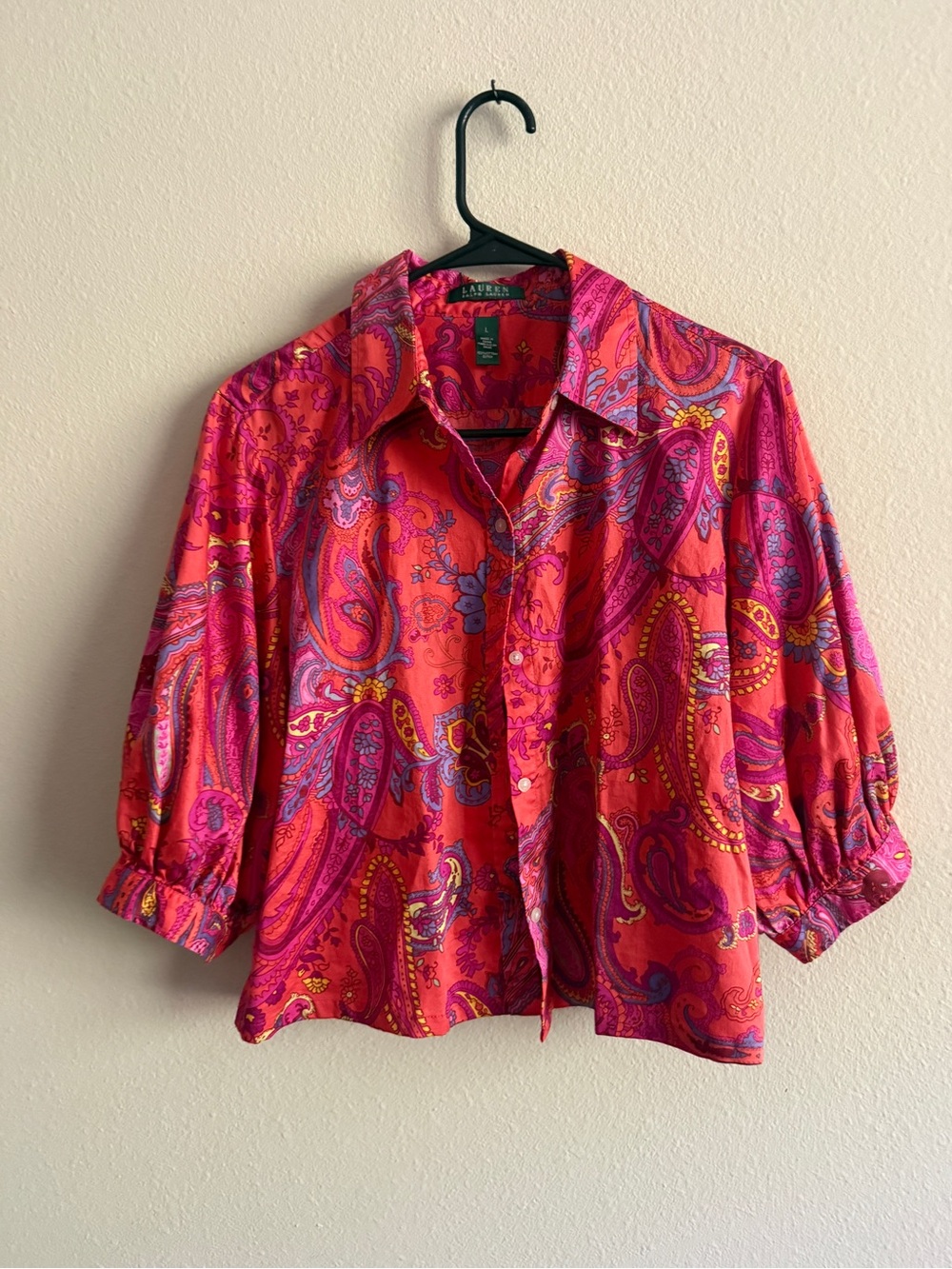 Ralph Lauren Hot Pink Paisley Button-Down Shirt